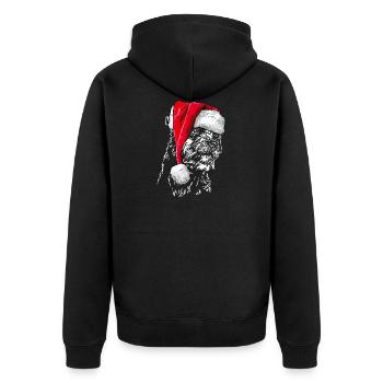 Santa BORDER TERRIER Christmas Wilsigns Dogs - Unisex Premium Organic Zip Hoodie - black - Back - Nico (187cm)