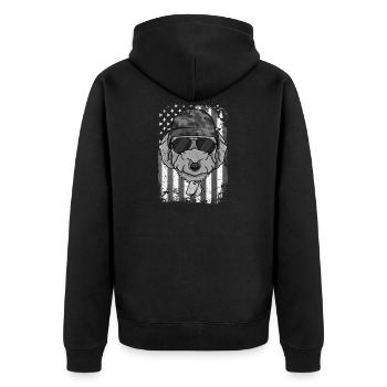 DOODLE - Unisex Premium Bio Zip Hoodie - Schwarz - Hinten - Nico (187cm)
