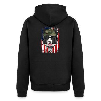 BORDER COLLIE - Veste à capuche bio Premium Unisexe - noir - Dos - Nico (187cm)