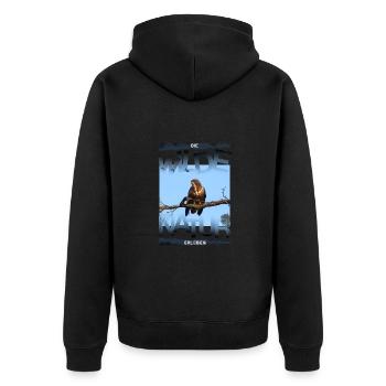 wilde Natur Bussard - Unisex Premium Bio Zip Hoodie - Schwarz - Hinten - Nico (187cm)