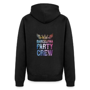Dicton de l’équipe de fête de Barcelone - Veste à capuche bio Premium Unisexe - noir - Dos - Nico (187cm)