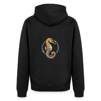 Joli hippocampe décoratif - Veste à capuche bio Premium Unisexe - noir - Dos - Nico (187cm)