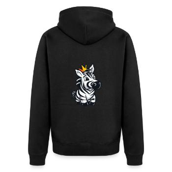 Zebra Comic Krone - Unisex Premium Bio Zip Hoodie - Schwarz - Hinten - Nico (187cm)