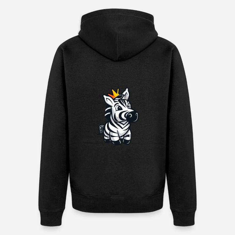 Zebra Comic Crown - Unisex Premium Organic Zip Hoodie - black