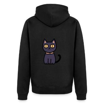 Katze Halloween Kater - Unisex Premium Bio Zip Hoodie - Schwarz - Hinten - Nico (187cm)