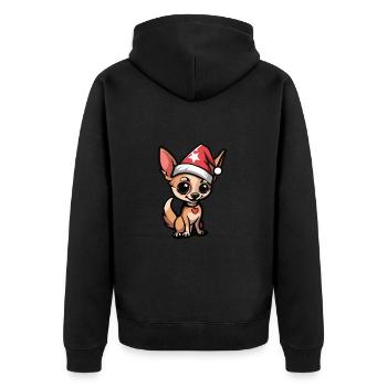 Chihuahua Hund Weihnachten - Unisex Premium Bio Zip Hoodie - Schwarz - Hinten - Nico (187cm)