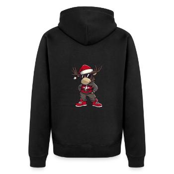 Elch Weihnachten X-Mas - Unisex Premium Bio Zip Hoodie - Schwarz - Hinten - Nico (187cm)