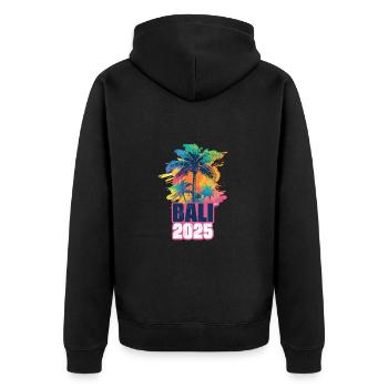 Bali 2025 Urlaub Palmen - Unisex Premium Bio Zip Hoodie - Schwarz - Hinten - Nico (187cm)