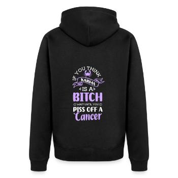 Krebs Tierkreiszeichen Wasser Jupiter - Unisex Premium Bio Zip Hoodie - Schwarz - Hinten - Nico (187cm)