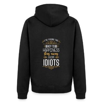 Happiness Positive Money - Unisex Premium Organic Zip Hoodie - black - Back - Nico (187cm)