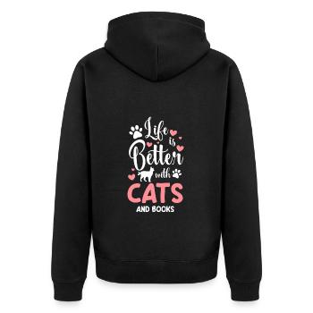 Chats Maîtresse d’animaux - Veste à capuche bio Premium Unisexe - noir - Dos - Nico (187cm)