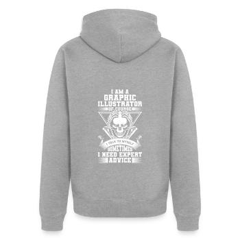 Designerin Zeichner Künstler - Unisex Premium Bio Zip Hoodie - Grau meliert - Hinten - Nico (187cm)