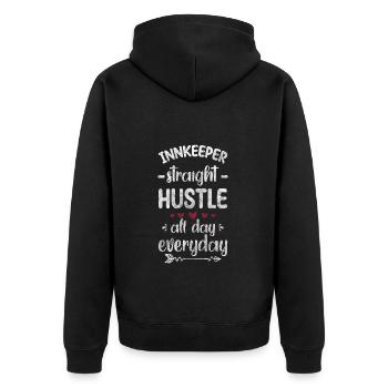 Wirt Feier Bar Wein - Unisex Premium Bio Zip Hoodie - Schwarz - Hinten - Nico (187cm)