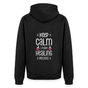 Potion Health Herbs - Unisex Premium Organic Zip Hoodie - black - Back - Nico (187cm)