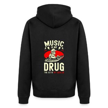 Music Headphones Love Bass - Unisex Premium Organic Zip Hoodie - black - Back - Nico (187cm)