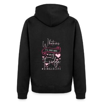 Single Party Humor - Unisex Premium Bio Zip Hoodie - Schwarz - Hinten - Nico (187cm)