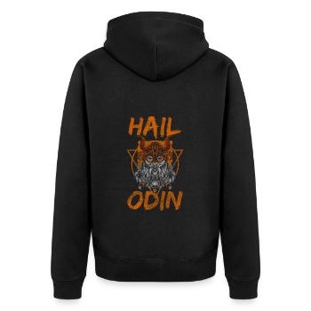Odin Symbol - Unisex Premium Organic Zip Hoodie - black - Back - Nico (187cm)