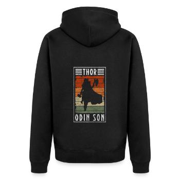 Wikinger Axt Hammer Keltisch - Unisex Premium Bio Zip Hoodie - Schwarz - Hinten - Nico (187cm)