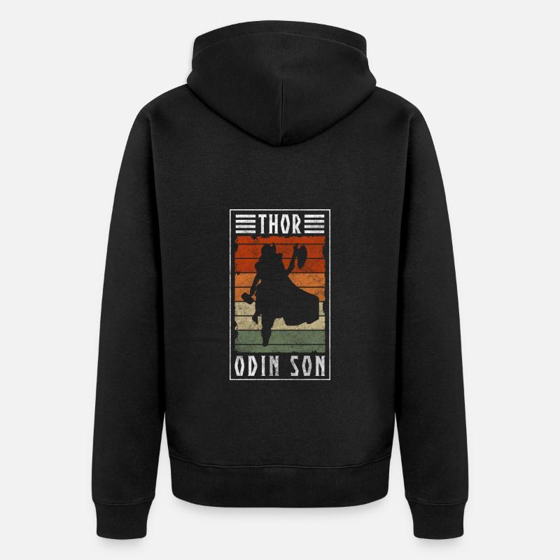 Viking Axe Hammer Celtic - Unisex Premium Organic Zip Hoodie - black