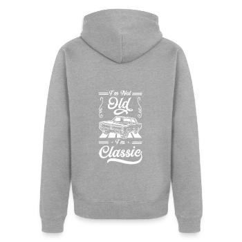 Automobil Retro Car Classic - Unisex Premium Bio Zip Hoodie - Grau meliert - Hinten - Nico (187cm)