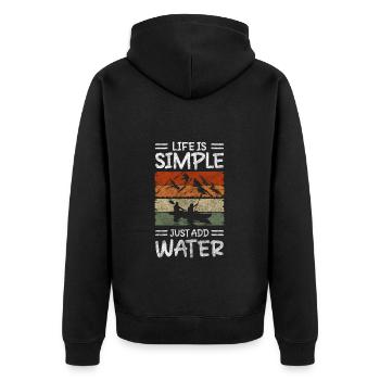 Rudergerät Paddel Wettkampf Kraft - Unisex Premium Bio Zip Hoodie - Schwarz - Hinten - Nico (187cm)
