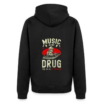 Musikgeschmack Noten - Unisex Premium Bio Zip Hoodie - Schwarz - Hinten - Nico (187cm)
