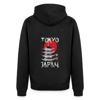 Tokyo Art Samurai Tokyo - Unisex Premium Organic Zip Hoodie - black - Back - Nico (187cm)