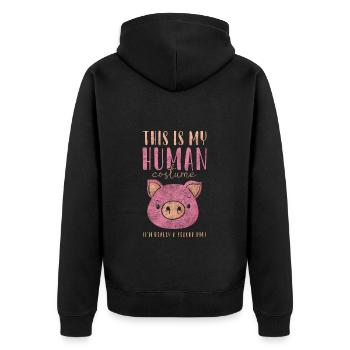 Teacup haustier - Unisex Premium Bio Zip Hoodie - Schwarz - Hinten - Nico (187cm)