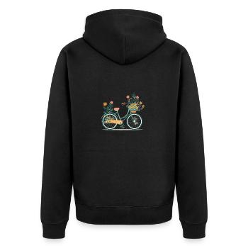 Süße Abenteuer Blumenrad Tour 10 - Unisex Premium Bio Zip Hoodie - Schwarz - Hinten - Nico (187cm)