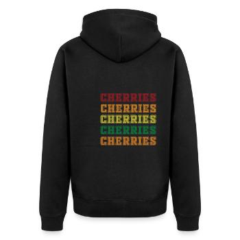 Cherries - Unisex Premium Organic Zip Hoodie - black - Back - Nico (187cm)