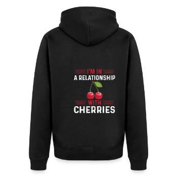 Cherry T-Shirt - Unisex Premium Organic Zip Hoodie - black - Back - Nico (187cm)