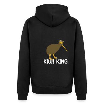 Kiwi König - Unisex Premium Bio Zip Hoodie - Schwarz - Hinten - Nico (187cm)