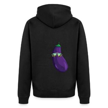 Aubergine fraîche - Veste à capuche bio Premium Unisexe - noir - Dos - Nico (187cm)