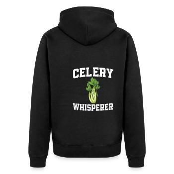 Celery Whisperer - Unisex Premium Organic Zip Hoodie - black - Back - Nico (187cm)