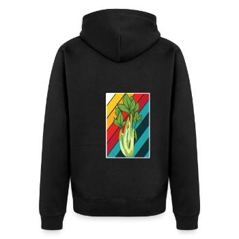 Celery - Unisex Premium Organic Zip Hoodie - black - Back - Nico (187cm)