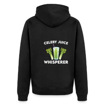 Celery Juice Whisperer - Unisex Premium Organic Zip Hoodie - black - Back - Nico (187cm)