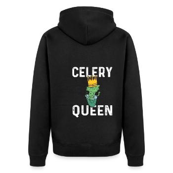 Celery Queen - Unisex Premium Organic Zip Hoodie - black - Back - Nico (187cm)