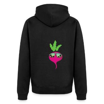 Radieschen Sonnebrille - Unisex Premium Bio Zip Hoodie - Schwarz - Hinten - Nico (187cm)