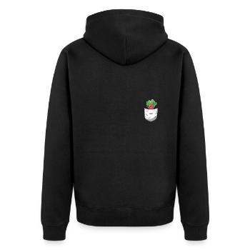 Radieschen Hemdtasche - Unisex Premium Bio Zip Hoodie - Schwarz - Hinten - Nico (187cm)