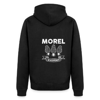 Morels Whisperer - Unisex Premium Organic Zip Hoodie - black - Back - Nico (187cm)