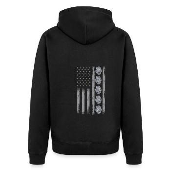 USA Morcheln Pilzsammler - Unisex Premium Bio Zip Hoodie - Schwarz - Hinten - Nico (187cm)