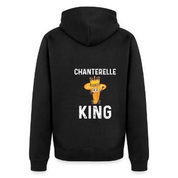 Pfifferling König - Unisex Premium Bio Zip Hoodie - Schwarz - Hinten - Nico (187cm)
