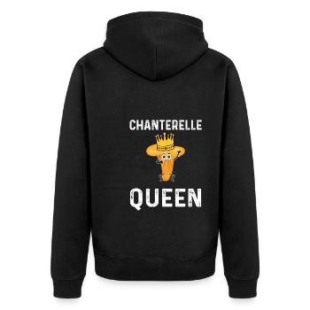 Pfifferling Königin - Unisex Premium Bio Zip Hoodie - Schwarz - Hinten - Nico (187cm)