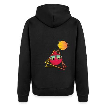 Pomegranate 80s - Unisex Premium Organic Zip Hoodie - black - Back - Nico (187cm)