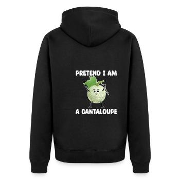 Cantaloupe-Melone - Unisex Premium Bio Zip Hoodie - Schwarz - Hinten - Nico (187cm)
