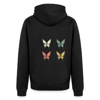 Origami Schmetterlinge - Unisex Premium Bio Zip Hoodie - Schwarz - Hinten - Nico (187cm)