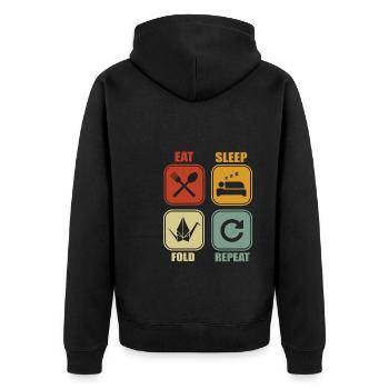 Origami Papier Falten - Unisex Premium Bio Zip Hoodie - Schwarz - Hinten - Nico (187cm)
