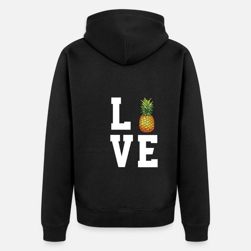 Liebe Ananas - Unisex Premium Bio Zip Hoodie - Schwarz