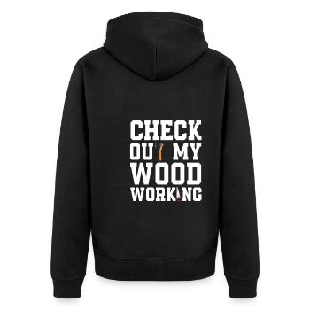 Chemise de travail du bois pour charpentiers - Veste à capuche bio Premium Unisexe - noir - Dos - Nico (187cm)