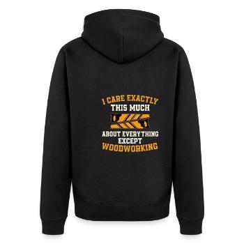 Holzarbeiter Geschenk - Unisex Premium Bio Zip Hoodie - Schwarz - Hinten - Nico (187cm)
